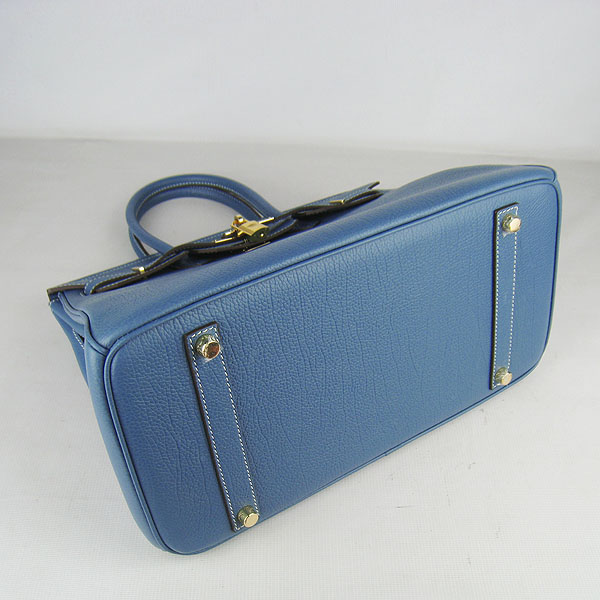 High Quality Fake Hermes Birkin 35CM Togo Leather Bag Blue 6089